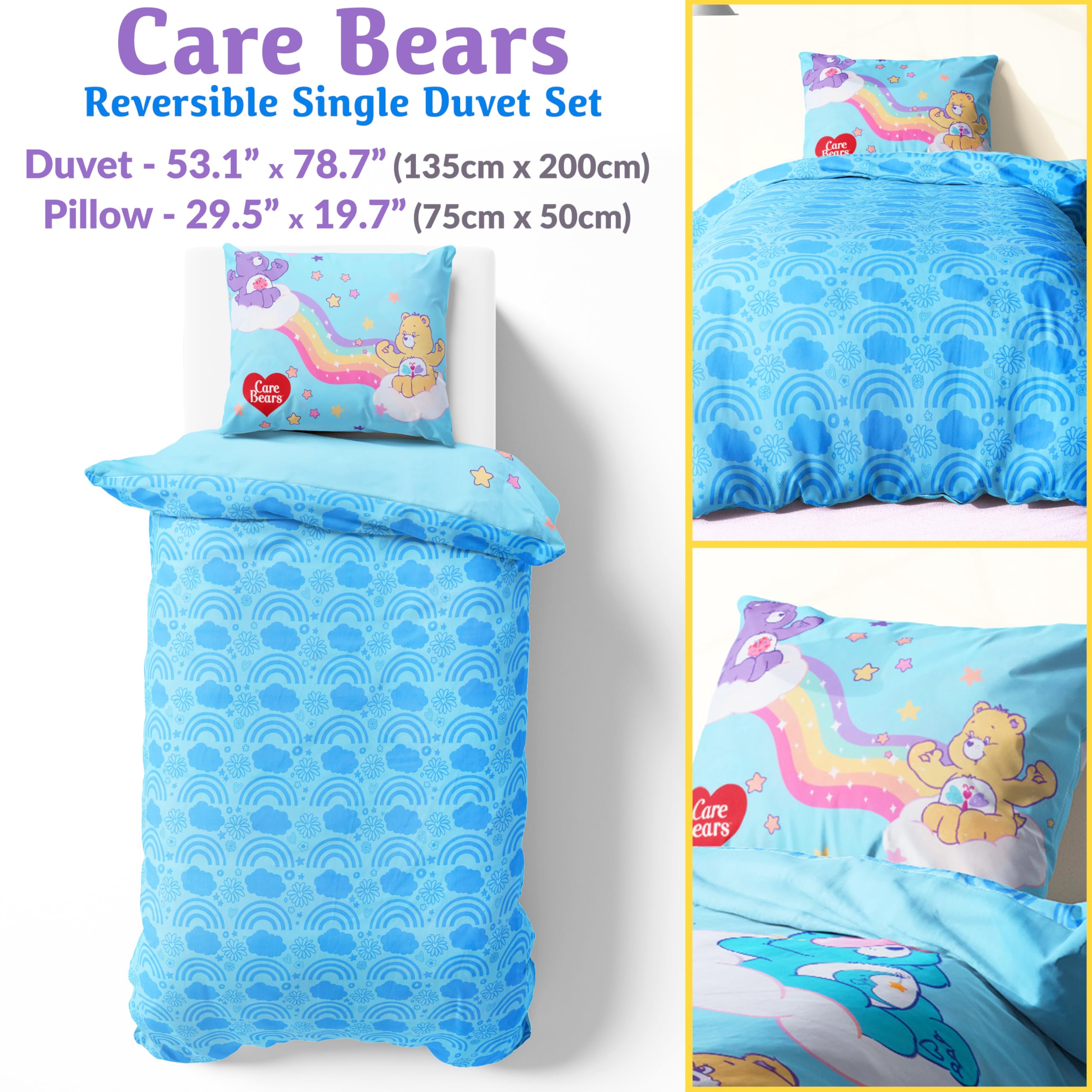 Amazon｜Get Trend Care Bears キッズ ツイン掛け布団カバーセット 枕